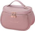 Portable Mini Makeup Organizer Pouch for Women | Large Opening Cosmetic Storage Bag with Brush Holder & Multi Compartments