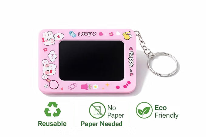 Mini LCD Writing Tablet Keychain – Reusable Digital Slate & Bag Charm (Pink Rabbit)