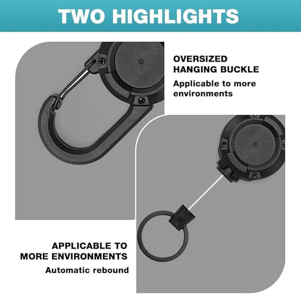 HUPLA Retractable Keychain with Carabiner | Pull-Out Key Holder with Retractable Wire & Key Ring – 1 Pc