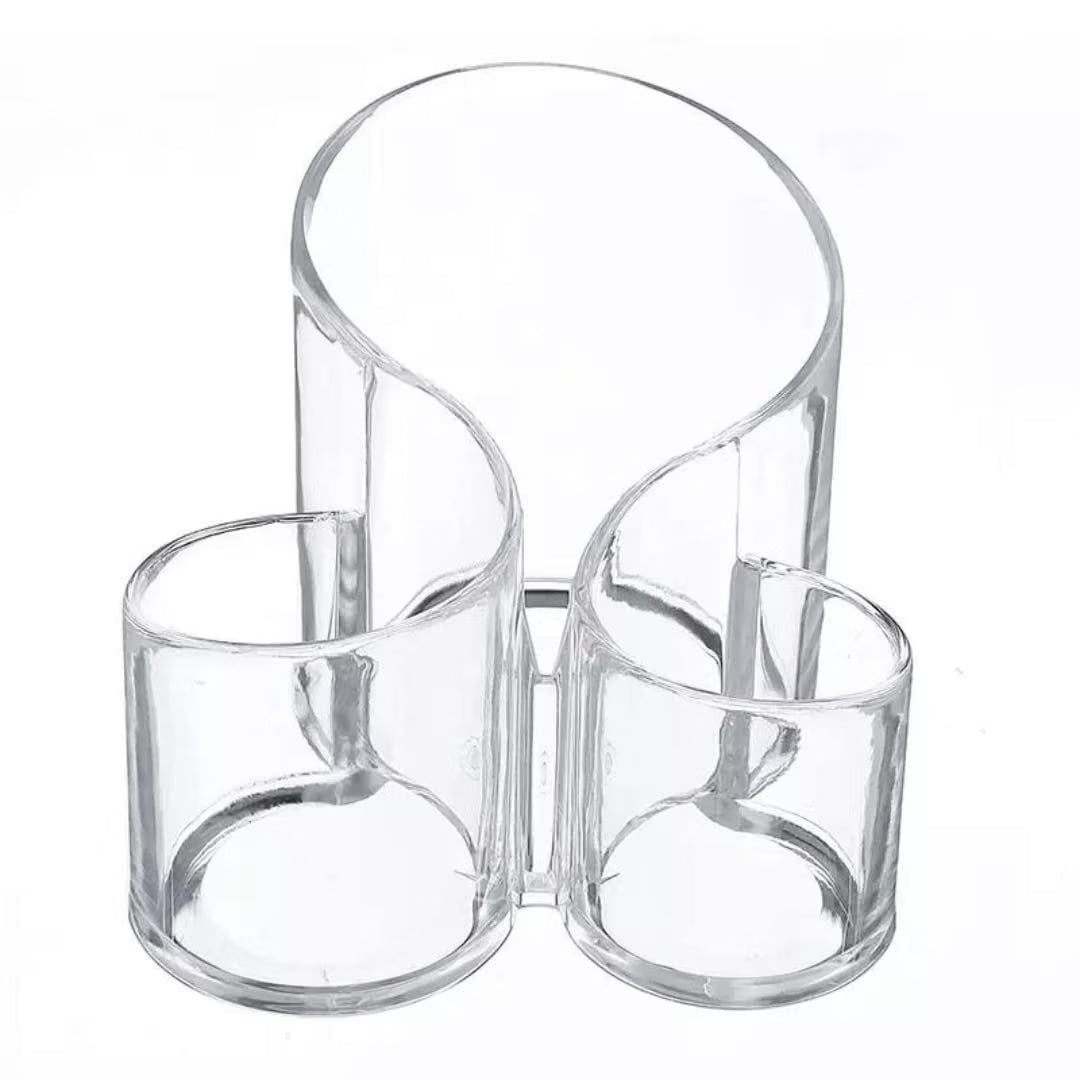 3-Compartment Transparent Cup Holder Organizer – Multi-Section Storage Stand for Kitchen, Dining Table & Home