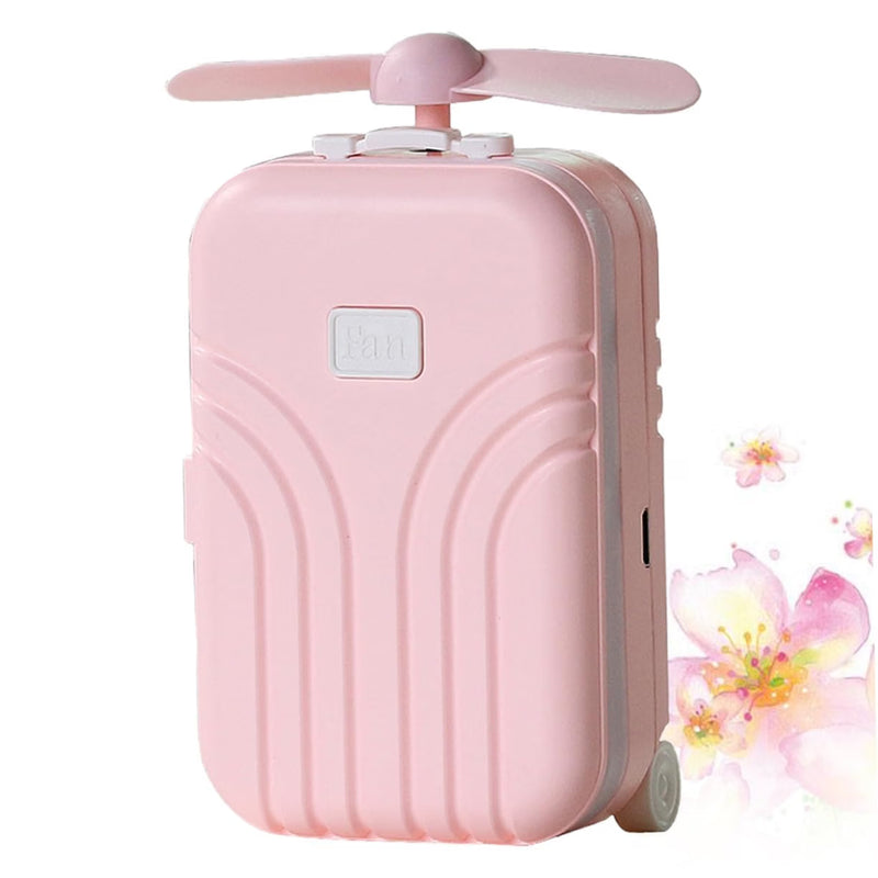 Mini Travel Mirror in Suitcase Design – Cute Portable Folding Makeup Mirror with Propeller Handle for Girls & Women