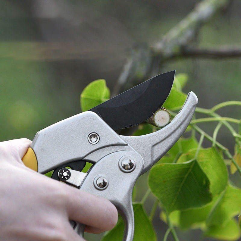 Ratchet Pruning Shears for Gardening Color: YELLOW | Heavy Duty Bypass Cutter for Plants, Branches & Flowers
