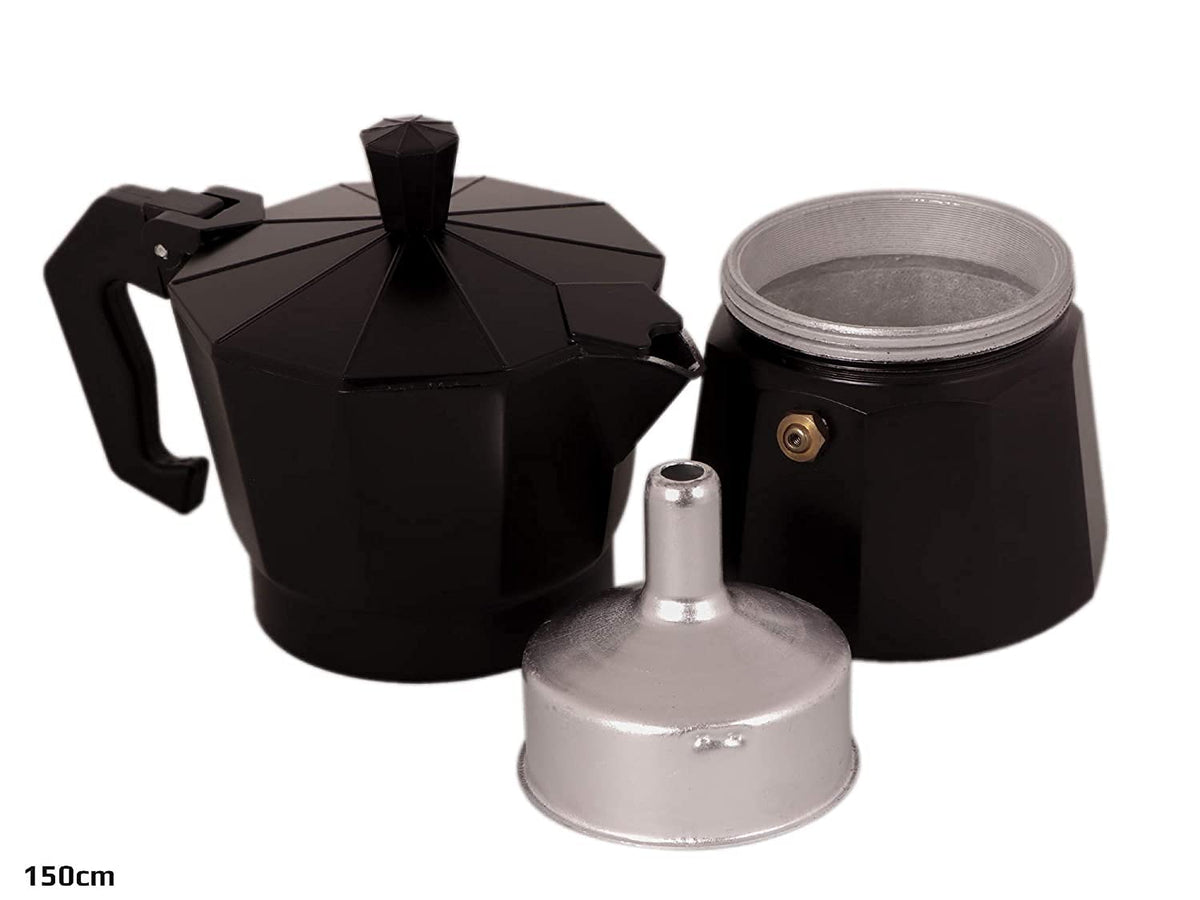 HUPLA Stovetop Espresso Coffee Maker | Classic Moka Pot for Rich Coffee Brewing | Black