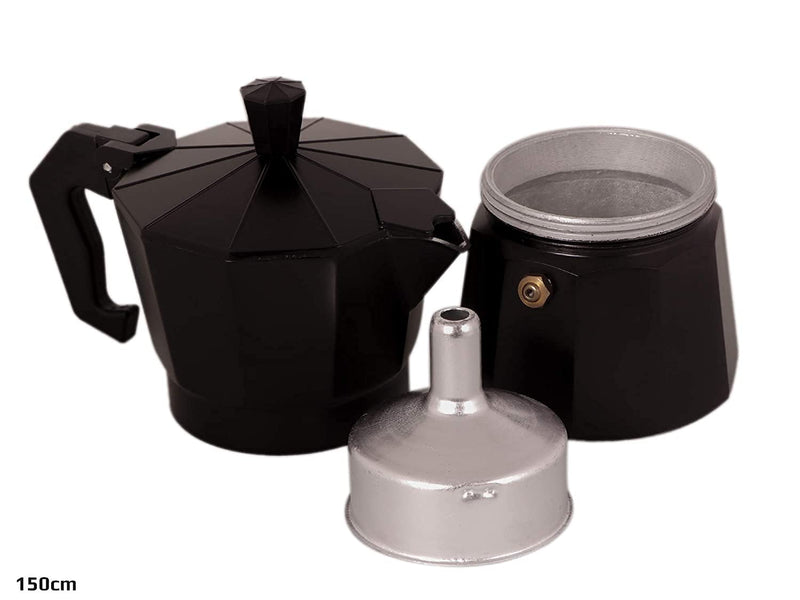 HUPLA Stovetop Espresso Coffee Maker | Classic Moka Pot for Rich Coffee Brewing | Black