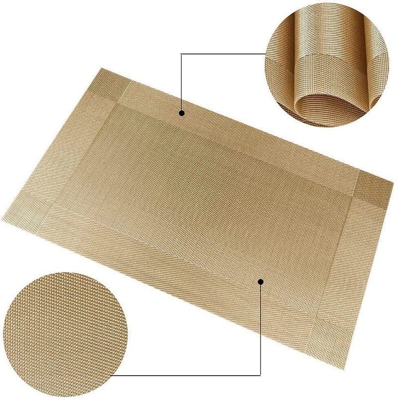 HUPLA Premium Golden Dining Table Placemat 30 × 45 cm | Elegant Woven-Style Table Mat for Dining, Kitchen & Home Décor | Flexible, Reusable & Easy to Clean – Gold