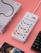 6 Socket Extension Board with USB Ports and Power Switch