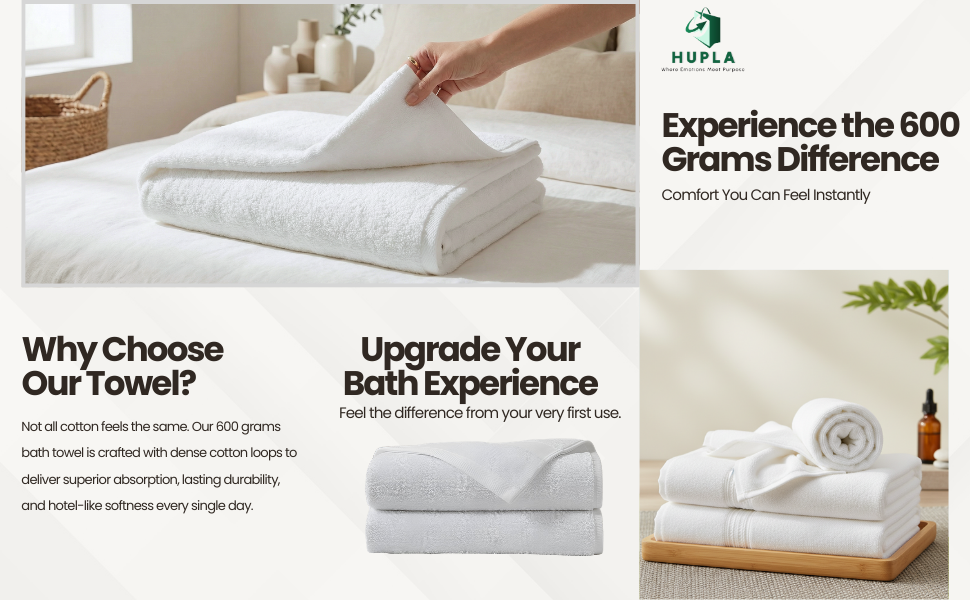 600 GSM Premium Cotton Bath Towel – Ultra Soft, Highly Absorbent & Hotel Quality 600 GSM Premium Cotton Bath Towel | Ultra Soft & Highly Absorbent Hotel Quality