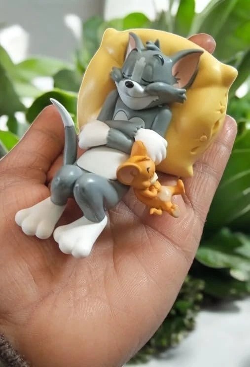 Cute Cartoon Mouse & Orange Character Showpiece – Sitting Figurine with Yellow Chair, Decorative Desk & Shelf Décor