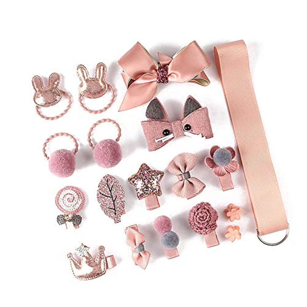 Cute Baby Girls Hair Accessories Set | Premium Hair Clips, Rubber Bands & Headband Combo Kit for Kids