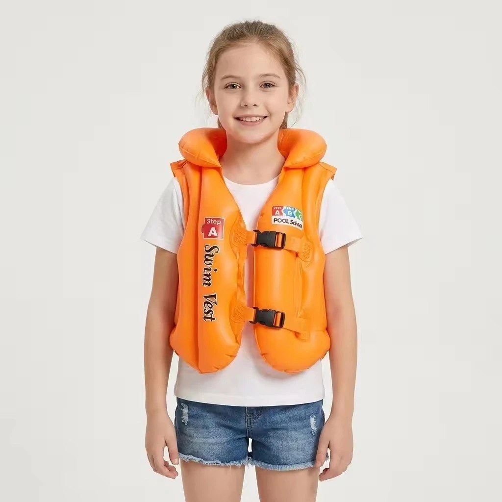 HUPLA Kids Inflatable Swimming Vest with Adjustable Buckle Straps & Neck Support | Lightweight Water Activity Vest for Children | Random Colour – 1 Piece