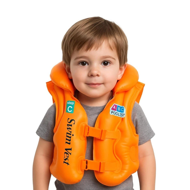 HUPLA Kids Inflatable Swimming Vest with Adjustable Buckle Straps & Neck Support | Lightweight Water Activity Vest for Children | Random Colour – 1 Piece