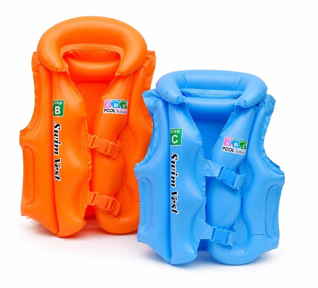 HUPLA Kids Inflatable Swimming Vest with Adjustable Buckle Straps & Neck Support | Lightweight Water Activity Vest for Children | Random Colour – 1 Piece