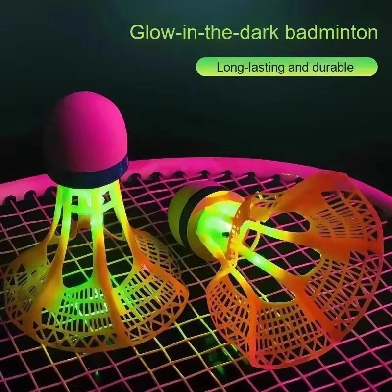 HUPLA LED Light-Up Badminton Shuttlecock | Glow in the Dark Style Shuttle for Night Playing | Colourful Plastic Badminton Birdie – 1 Pc