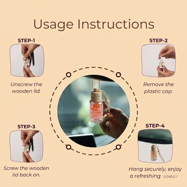 Rose Car Air Freshener Hanging Perfume | Long Lasting Floral Fragrance Diffuser for Car, Home & Office