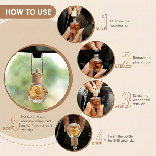 Vanilla Caramel Car Air Freshener Hanging Perfume | Long Lasting Premium Fragrance Diffuser for Car, Office & Home – 12ml