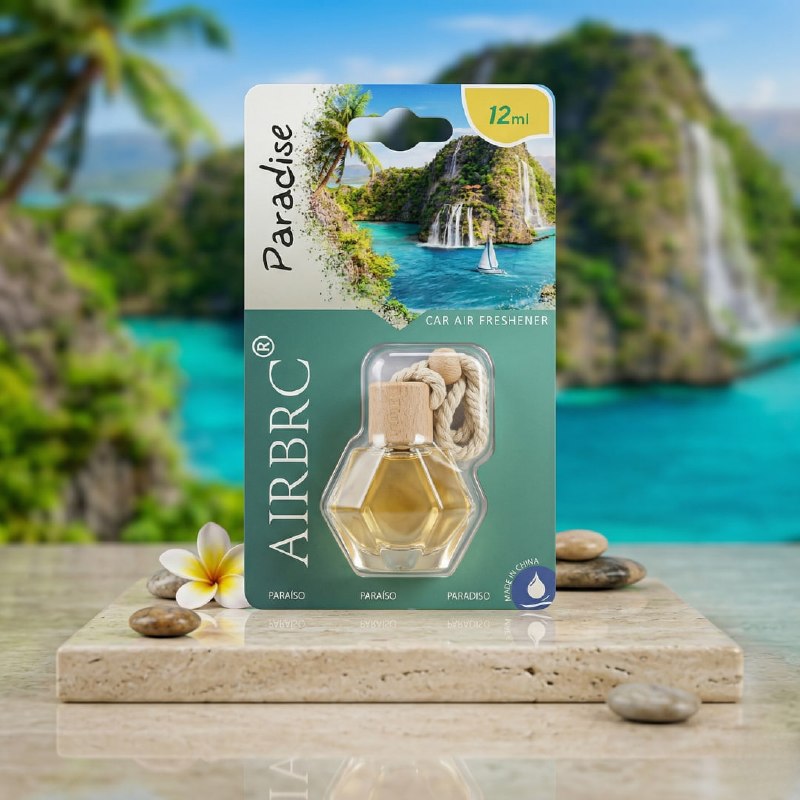HUPLA Paradise Hanging Car Air Freshener | Tropical Long Lasting Car Perfume Bottle | Premium Paradise Aroma Diffuser for Car Interior (12ml)