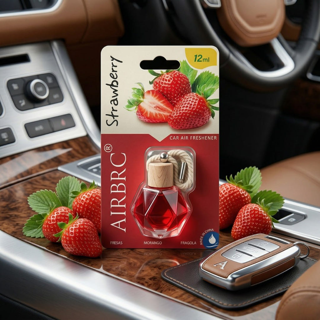 Strawberry Car Air Freshener Hanging Perfume | Long Lasting Luxury Fragrance Diffuser for Car, Office & Home – 12ml