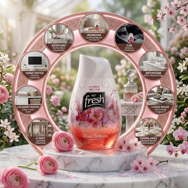 Air Fresh Flower Nectar Gel Air Freshener | Long Lasting Floral Room Fragrance | Premium Gel-Based Odor Eliminator for Home, Office & Car