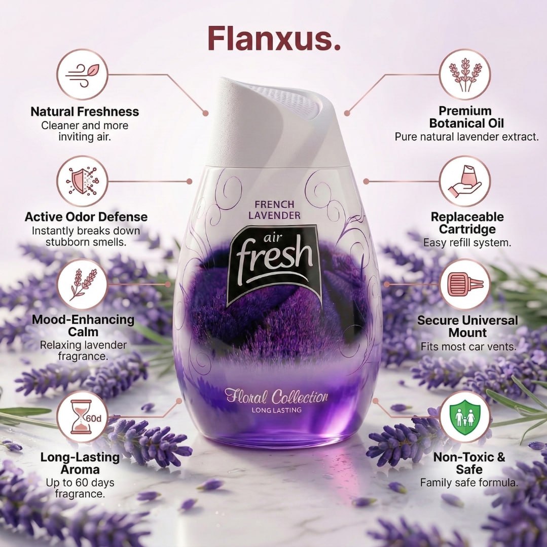 Flanxus French Lavender Gel Air Freshener | Long Lasting Floral Room Fragrance | Premium Odor Eliminator for Home, Office, Bathroom & Car