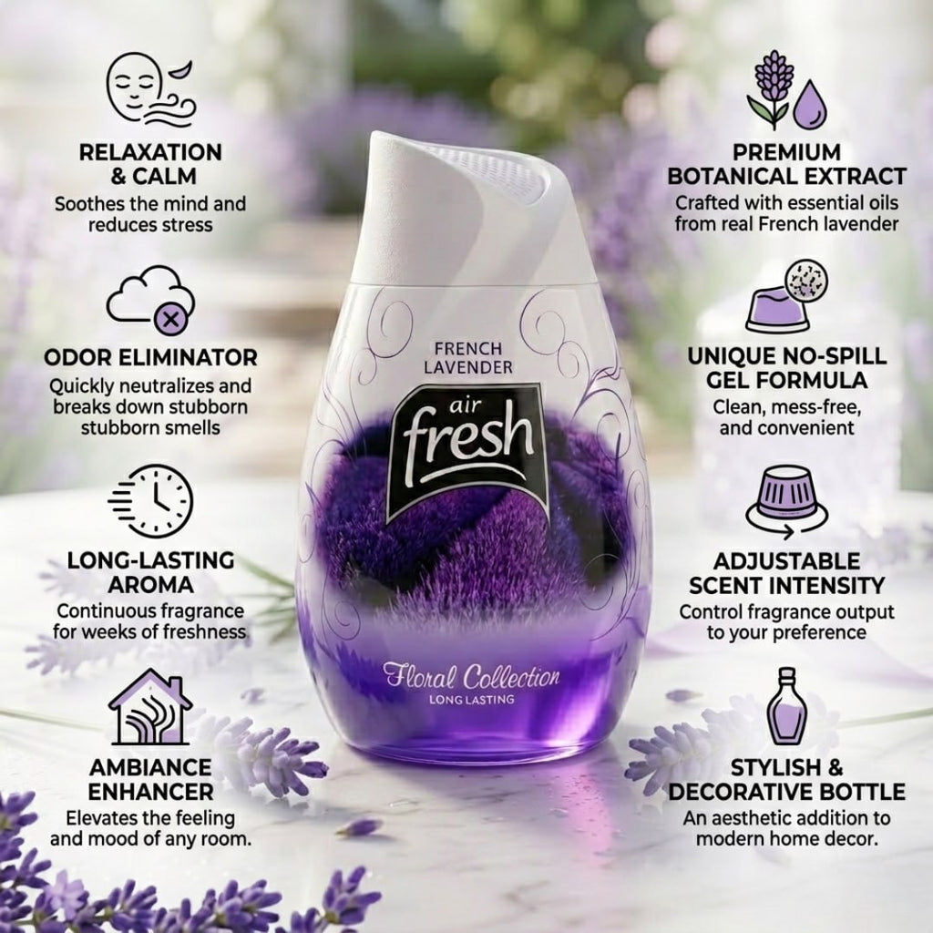 Flanxus French Lavender Gel Air Freshener | Long Lasting Floral Room Fragrance | Premium Odor Eliminator for Home, Office, Bathroom & Car