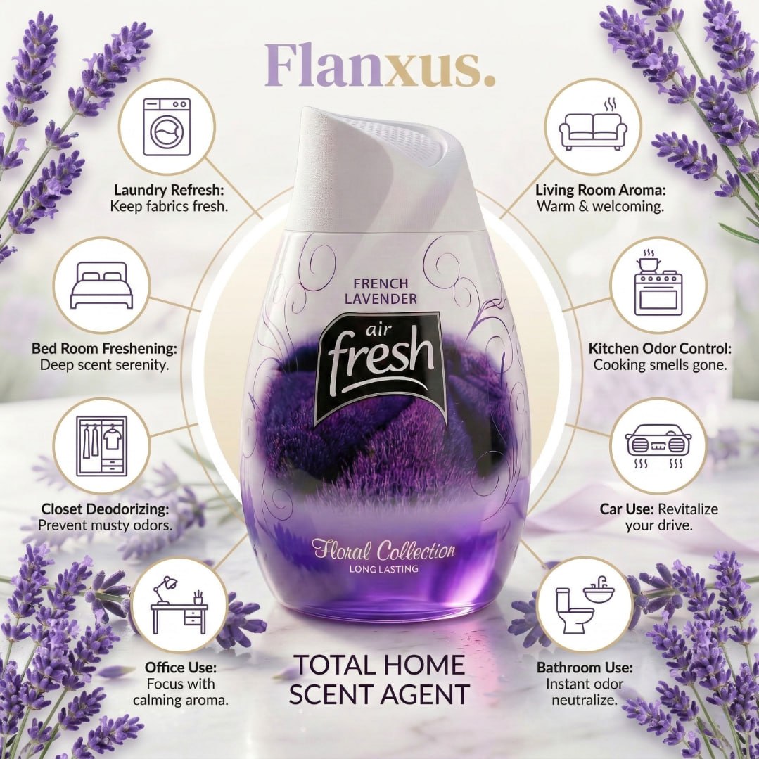 Flanxus French Lavender Gel Air Freshener | Long Lasting Floral Room Fragrance | Premium Odor Eliminator for Home, Office, Bathroom & Car