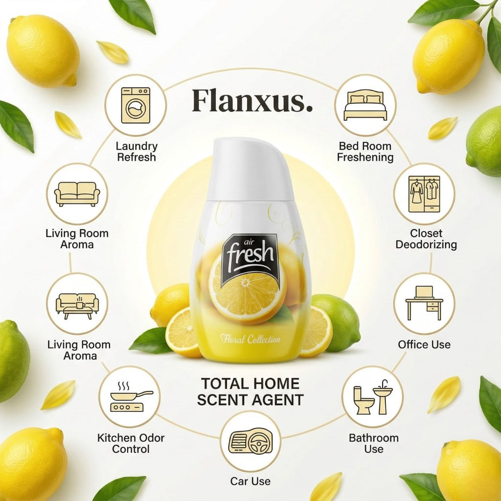 Flanxus Lemon Citrus Gel Air Freshener | Long Lasting Room Freshener Gel | Premium Odor Eliminator for Home, Office, Bathroom & Car