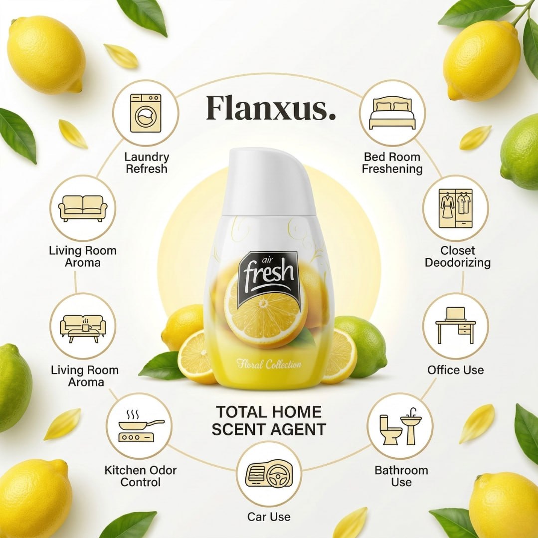 Flanxus Lemon Citrus Gel Air Freshener | Long Lasting Room Freshener Gel | Premium Odor Eliminator for Home, Office, Bathroom & Car