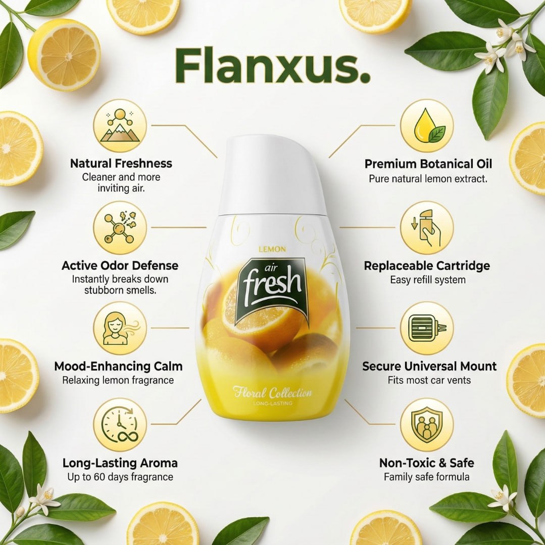 Flanxus Lemon Citrus Gel Air Freshener | Long Lasting Room Freshener Gel | Premium Odor Eliminator for Home, Office, Bathroom & Car
