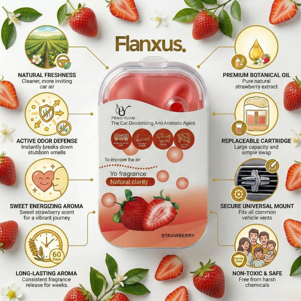 HUPLA Strawberry Car Air Freshener | Long Lasting Strawberry Fragrance | Premium Car Deodorizer with Natural Aroma Technology