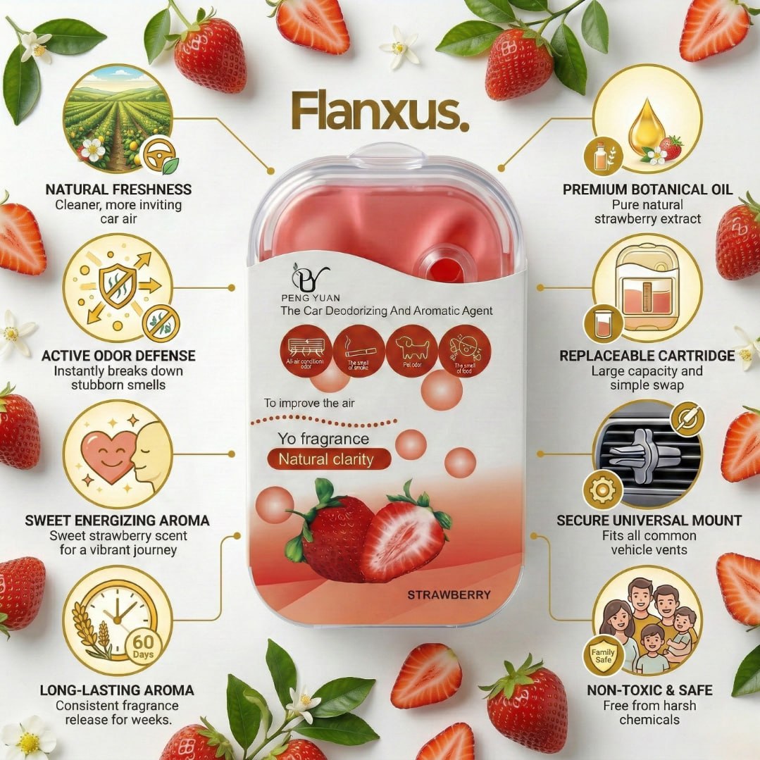 HUPLA Strawberry Car Air Freshener | Long Lasting Strawberry Fragrance | Premium Car Deodorizer with Natural Aroma Technology