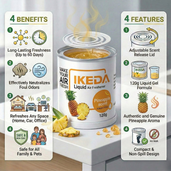HUPLA Pineapple Gel Air Freshener | Long Lasting Pineapple Aroma | Liquid Gel Room Freshener for Home, Car & Office (120g)