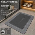 Square Grey Bathroom Mat 40 × 60 cm – Soft Absorbent Anti-Slip Quick-Dry Bath Mat for Bathroom, Shower & Home