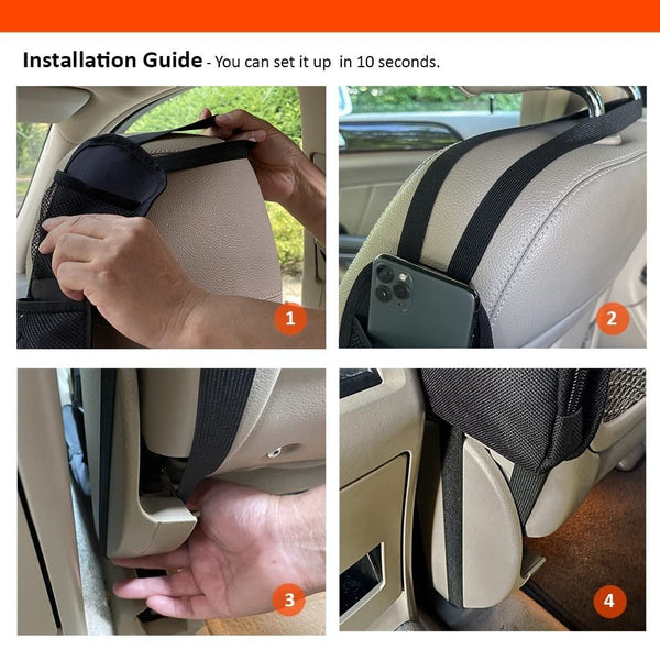HUPLA Car Seat Back Organizer – Multi-Pocket Storage Organizer for Car