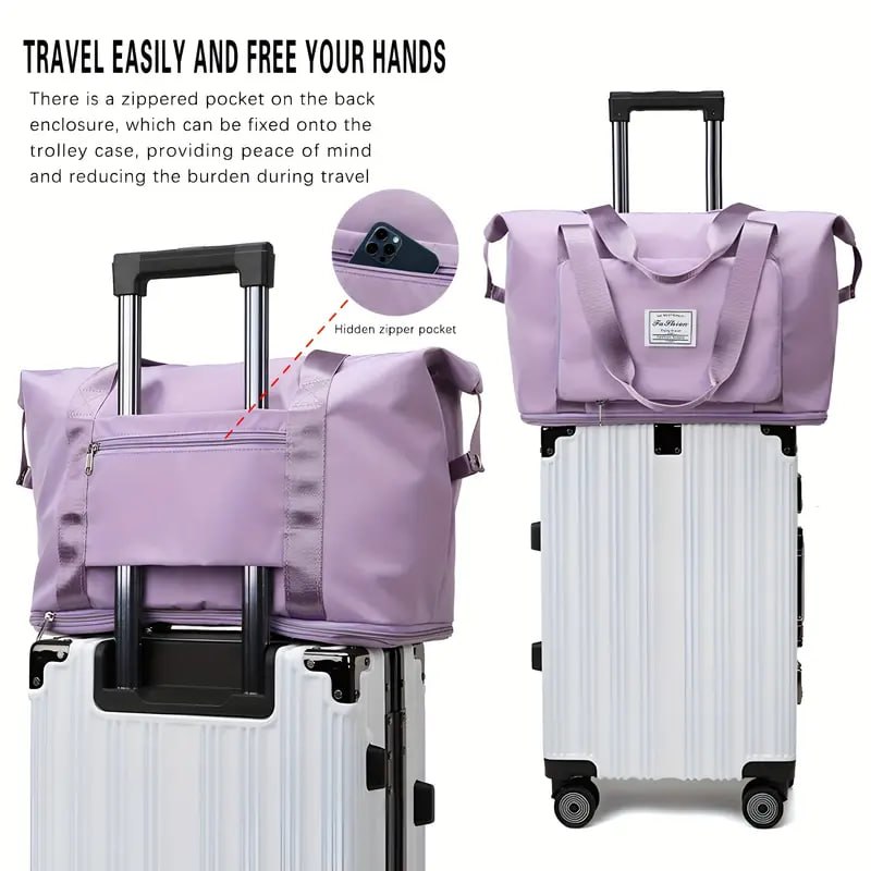 HUPLA Foldable Expandable Travel Bag for Women | Large Capacity Tote Bag | Lightweight Folding Luggage Bag | Weekend, Shopping & Travel Bag