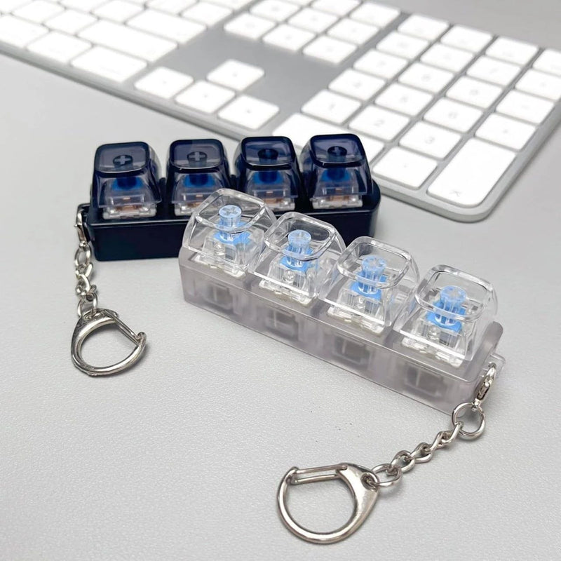 Mini 4-Key Mechanical Keyboard Keychain – Portable Keyboard Switch Keyring Fidget Toy | 1 Pc