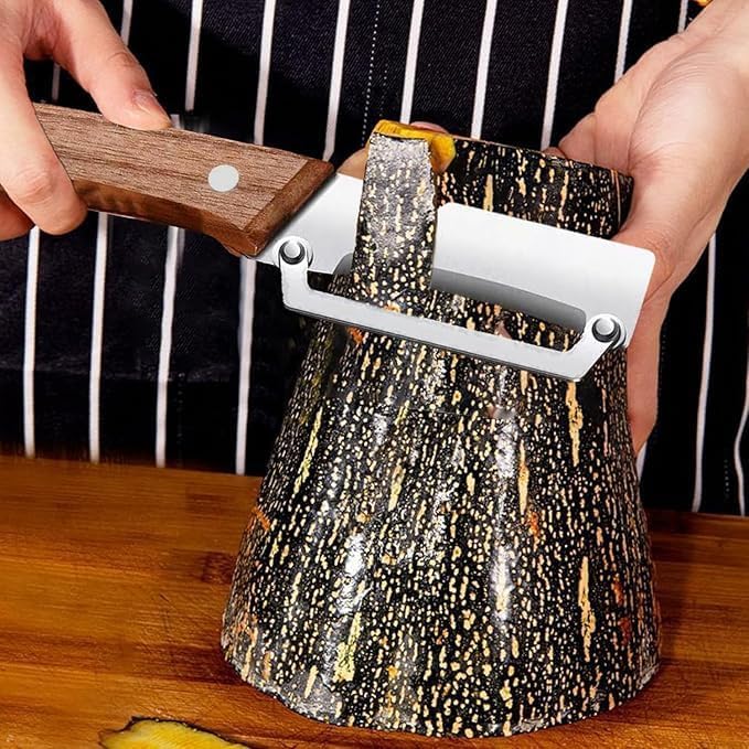 HUPLA Multifunction Stainless Steel Kitchen Knife with Wooden Handle | Manual Vegetable Peeler, Bottle Opener & Food Preparation Tool | Compact Kitchen Gadget