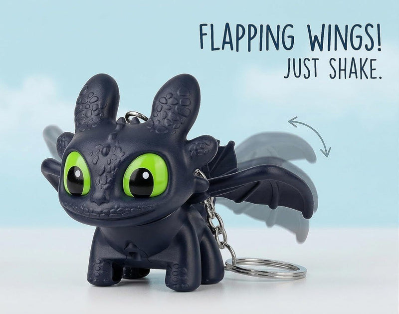 Mysterious Glowing Night Fury Dragon Keychain – LED Luminous Eyes & Articulated Moving Wings (Single Piece)