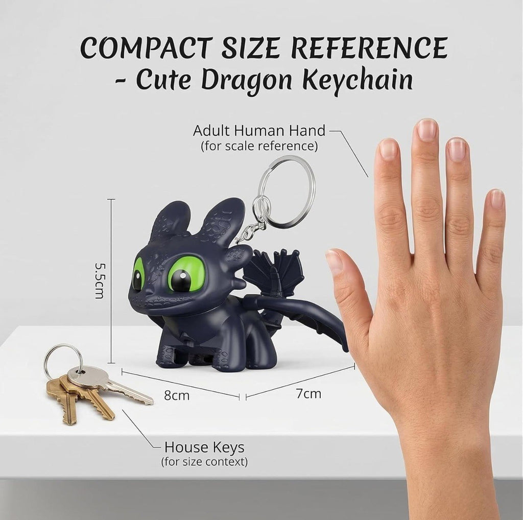 Mysterious Glowing Night Fury Dragon Keychain – LED Luminous Eyes & Articulated Moving Wings (Single Piece)