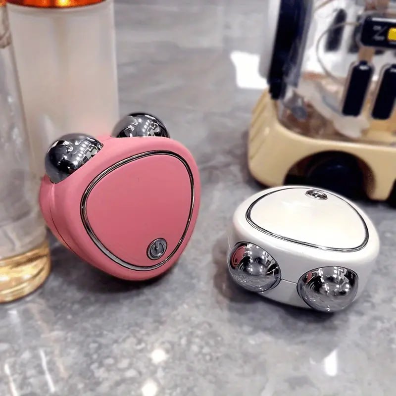 Electric Facial Massager & Face Lifting Roller – Dual Metal Ball Vibrating Skin Massage Tool for Face & Jawline