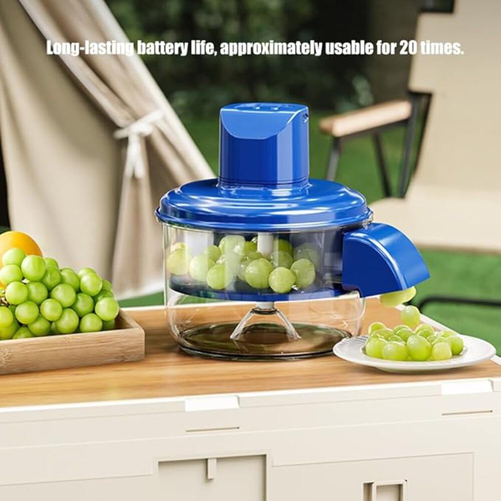 HUPLA Manual Fruit & Vegetable Chopper with Transparent Container | Hand-Operated Food Cutter for Grapes, Cherry Tomatoes & Small Vegetables | Compact Kitchen Gadget – Blue