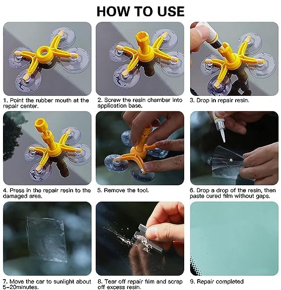 DIY Windshield Crack & Chip Repair Kit – Car Glass Repair Resin Tool Set for Minor Windshield Damage