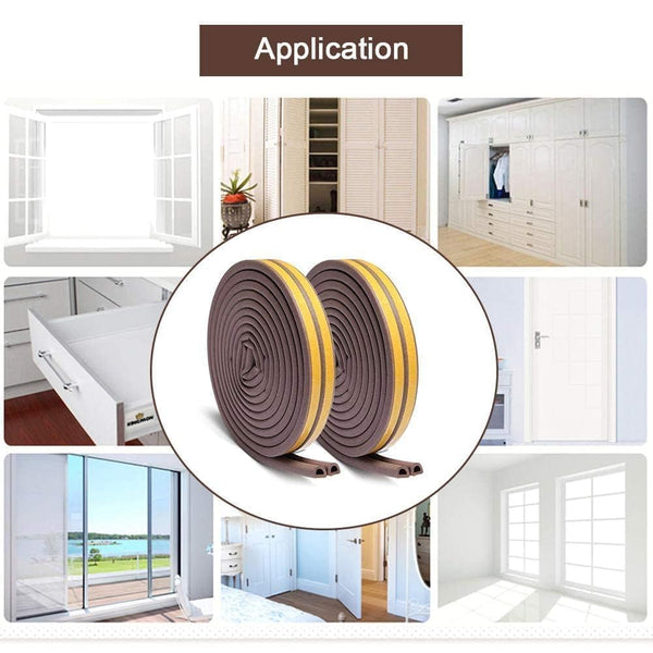 HUPLA 3 Meter Self-Adhesive Door & Window Sealing Strip | D-Type Weather Stripping Tape for Gap Sealing, Dust & Draft Protection – Brown