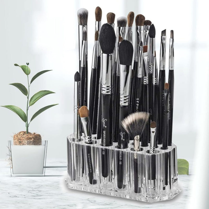 Makeup Brush Holder Organizer – Clear Acrylic Cosmetic Brush Storage Stand for Vanity, Dressing Table & Beauty Essentials