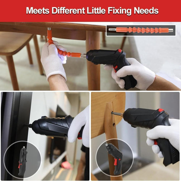Cordless Electric Screwdriver Set | Rechargeable Portable Power Screwdriver with LED Light & USB Charging