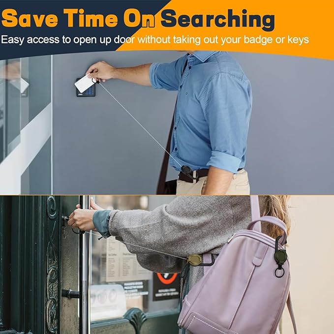 HUPLA Retractable Keychain with Carabiner | Pull-Out Key Holder with Retractable Wire & Key Ring – 1 Pc