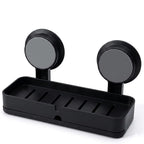 HUPLA Premium Wall Mounted Soap Holder with Strong Suction Cups | No Drilling Soap Dish with Quick Drainage | Rustproof Bathroom Soap Tray | Matte Black – 1 Piece