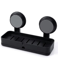 HUPLA Premium Wall Mounted Soap Holder with Strong Suction Cups | No Drilling Soap Dish with Quick Drainage | Rustproof Bathroom Soap Tray | Matte Black – 1 Piece