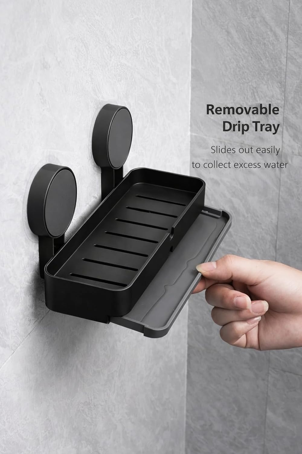 HUPLA Premium Wall Mounted Soap Holder with Strong Suction Cups | No Drilling Soap Dish with Quick Drainage | Rustproof Bathroom Soap Tray | Matte Black – 1 Piece