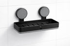 HUPLA Premium Wall Mounted Soap Holder with Strong Suction Cups | No Drilling Soap Dish with Quick Drainage | Rustproof Bathroom Soap Tray | Matte Black – 1 Piece