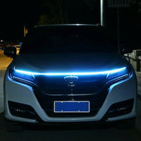 Car Front Grille LED Light Bar – Stylish Blue Illuminated DRL Strip for Automotive Exterior Styling